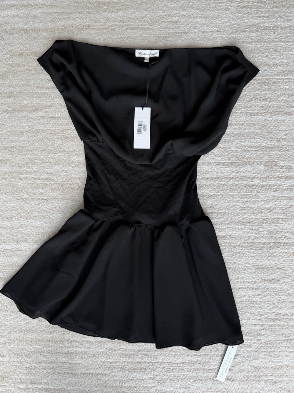 NWT Frankies Bikinis Silas Chiffon Mini Dress Black S Off Shoulder - Picture 3 of 7